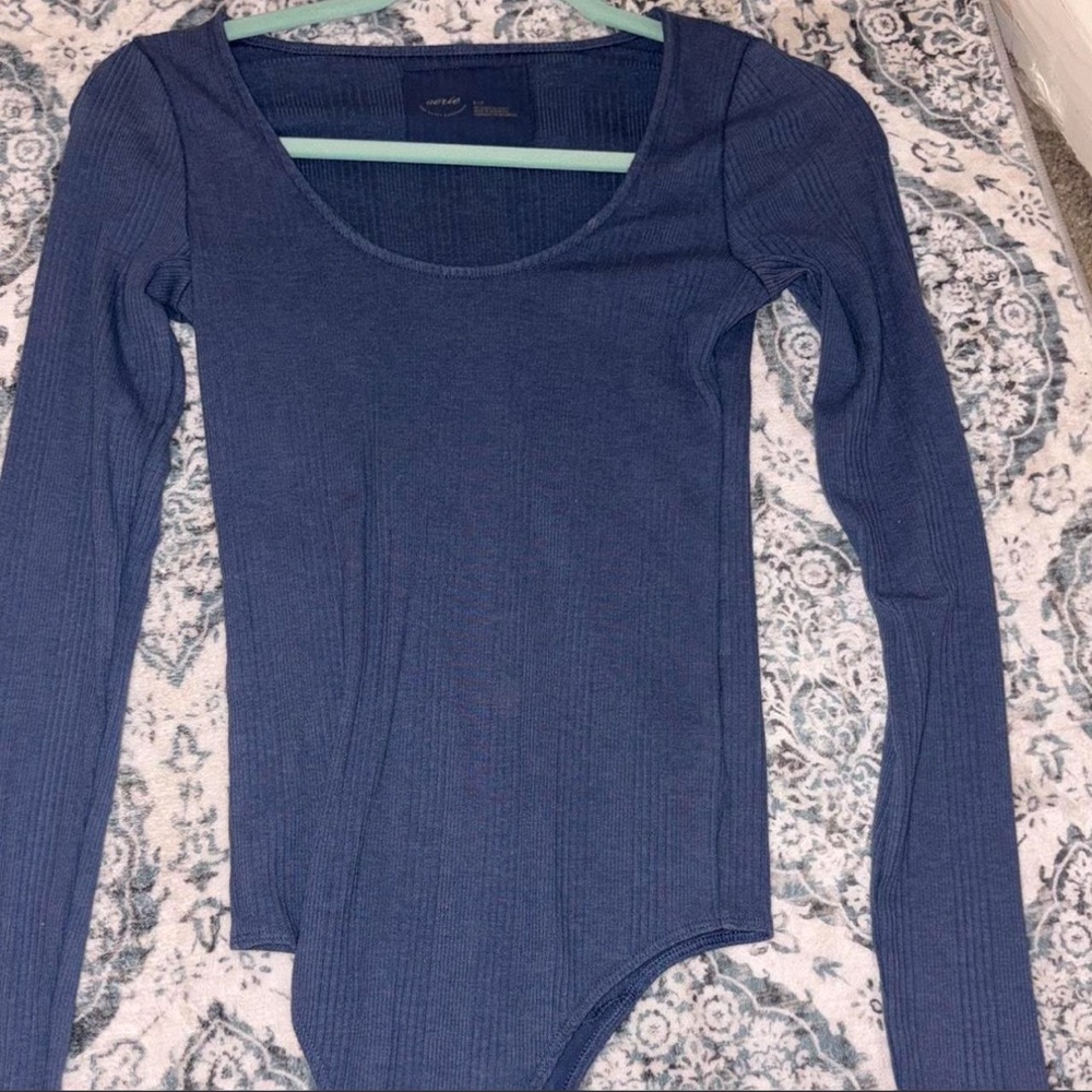 Aerie Blue Long Sleeve Bodysuit